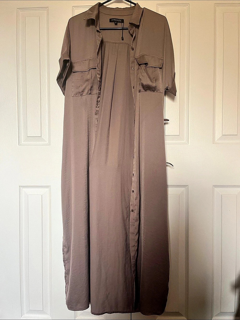 Dynamite Maxi Shirt Dress in Brown Size Medium Like New